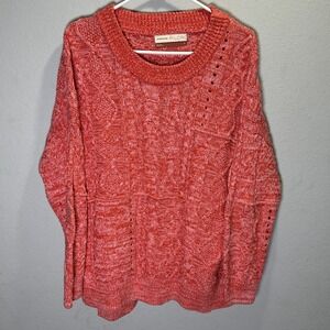 Anthropologie Pilcro Jasmine Chunky Cable Knit Sweater Small Pink Cotton Blend